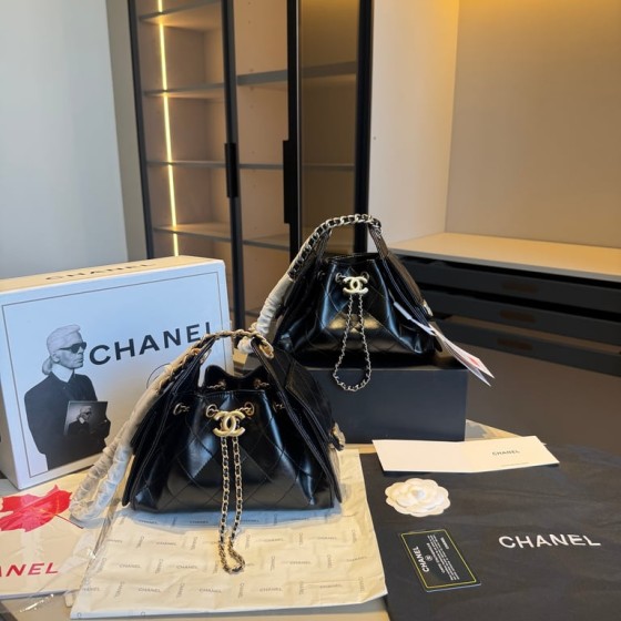 Chanel 24a waxed leather hobo mini underarm bag